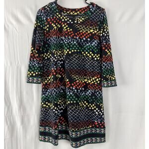 BCBG Maxazria Sz XS Loose Fit Shift Dress Colorful Tribal Style Abstract Design